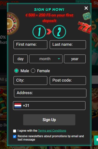 pin-up registration in the mobile version